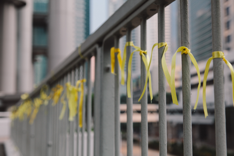Yellow Ribbons for Occupy Central in Hong Kong