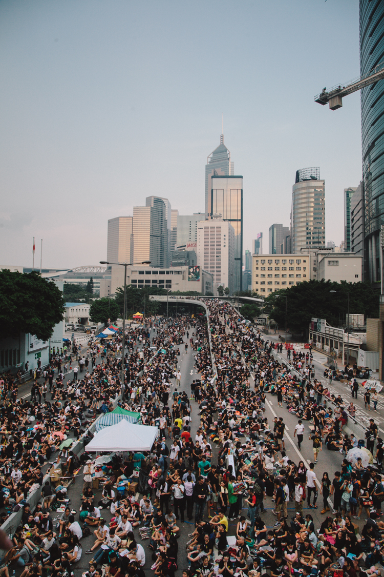 Looking towards Wanchai at Occupy Central in Hong Kong