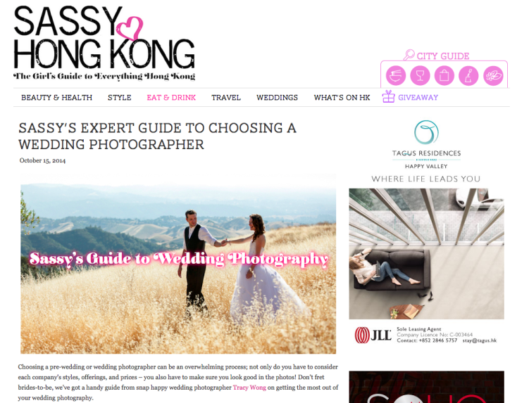 Top Wedding Photographer on Sassy Hong Kong