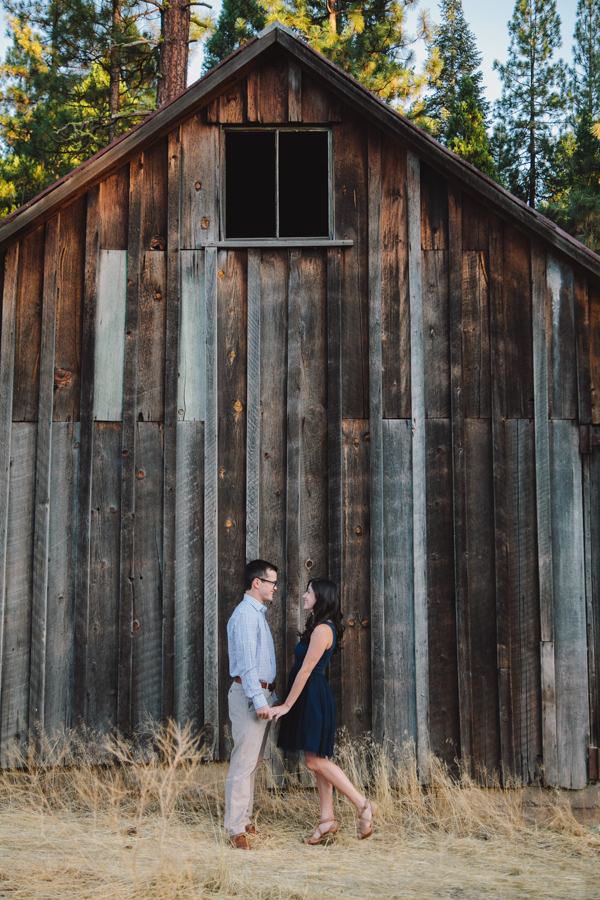 Couple at a rustic barn