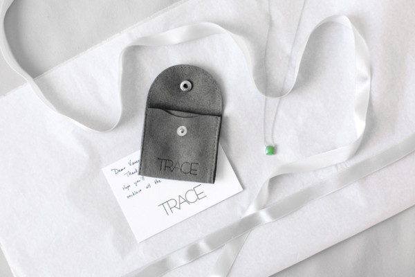 Jewelry Packaging with handwritten note | TRACE modern jade