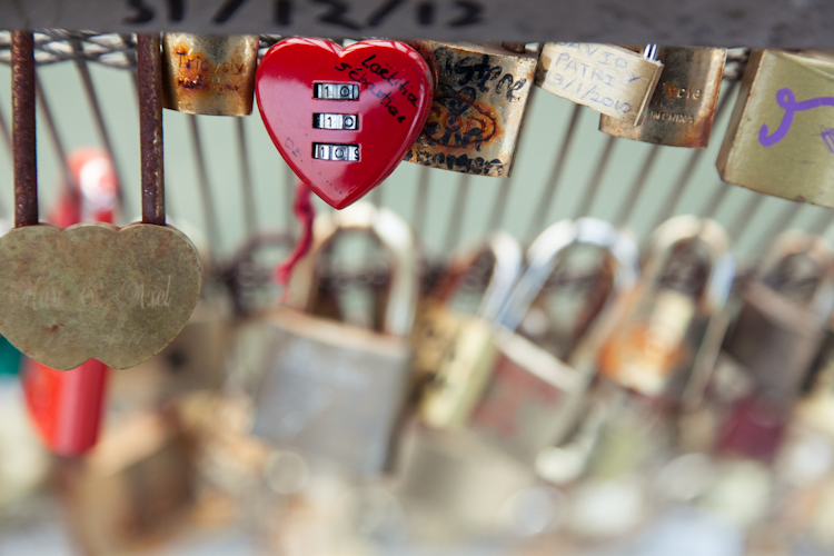 Heart lock at Pont des Arts bridge