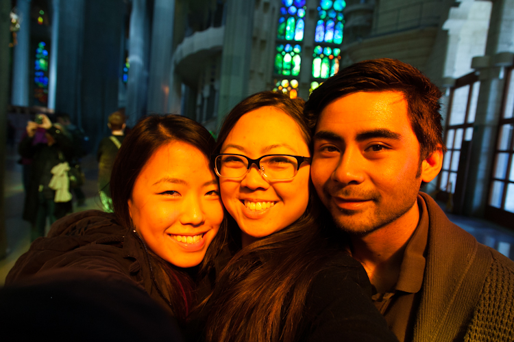 Tourist selfies at Sagrada Familia