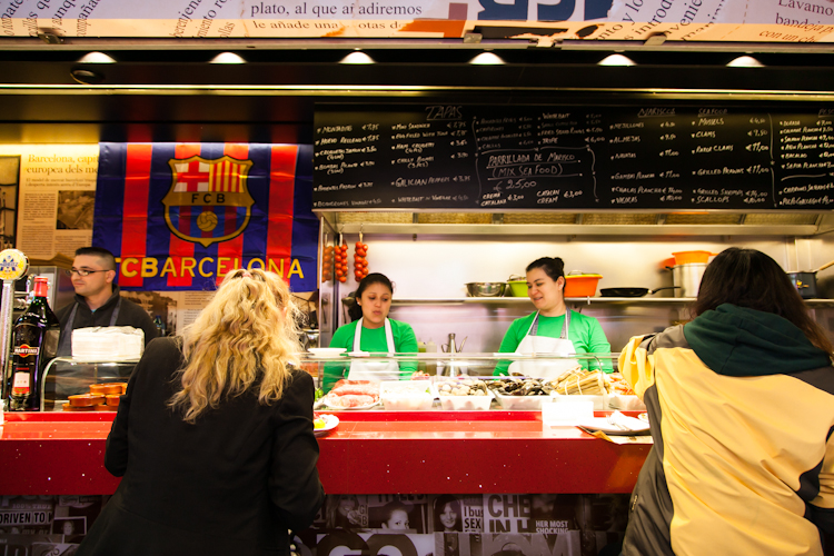 Food stall at La Boqueria