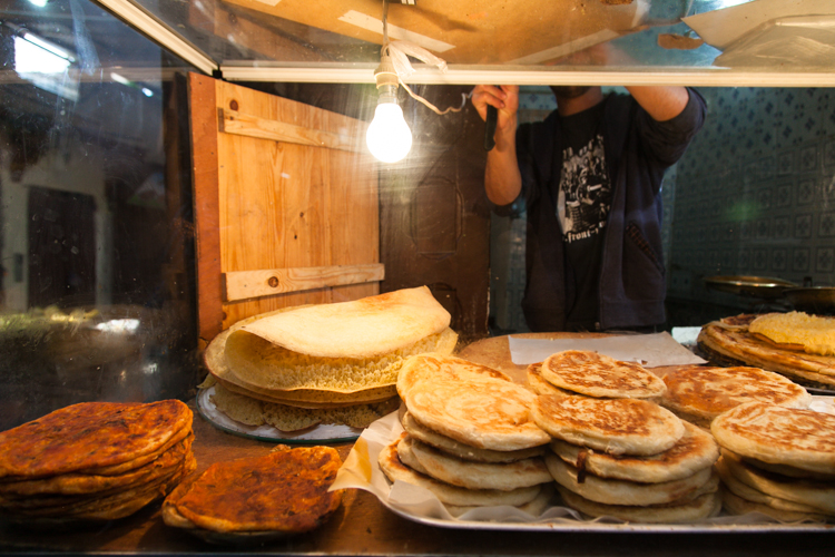 Window at a Moroccan bread shop in Fez medina