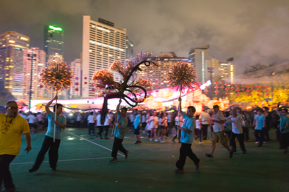 Victoria Park Hong Kong displaying Tai Hang Fire Dragon Dance