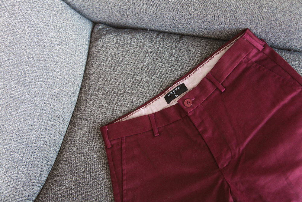 Menswear lifestyle photography | For UNCVR | Maroon Chinos