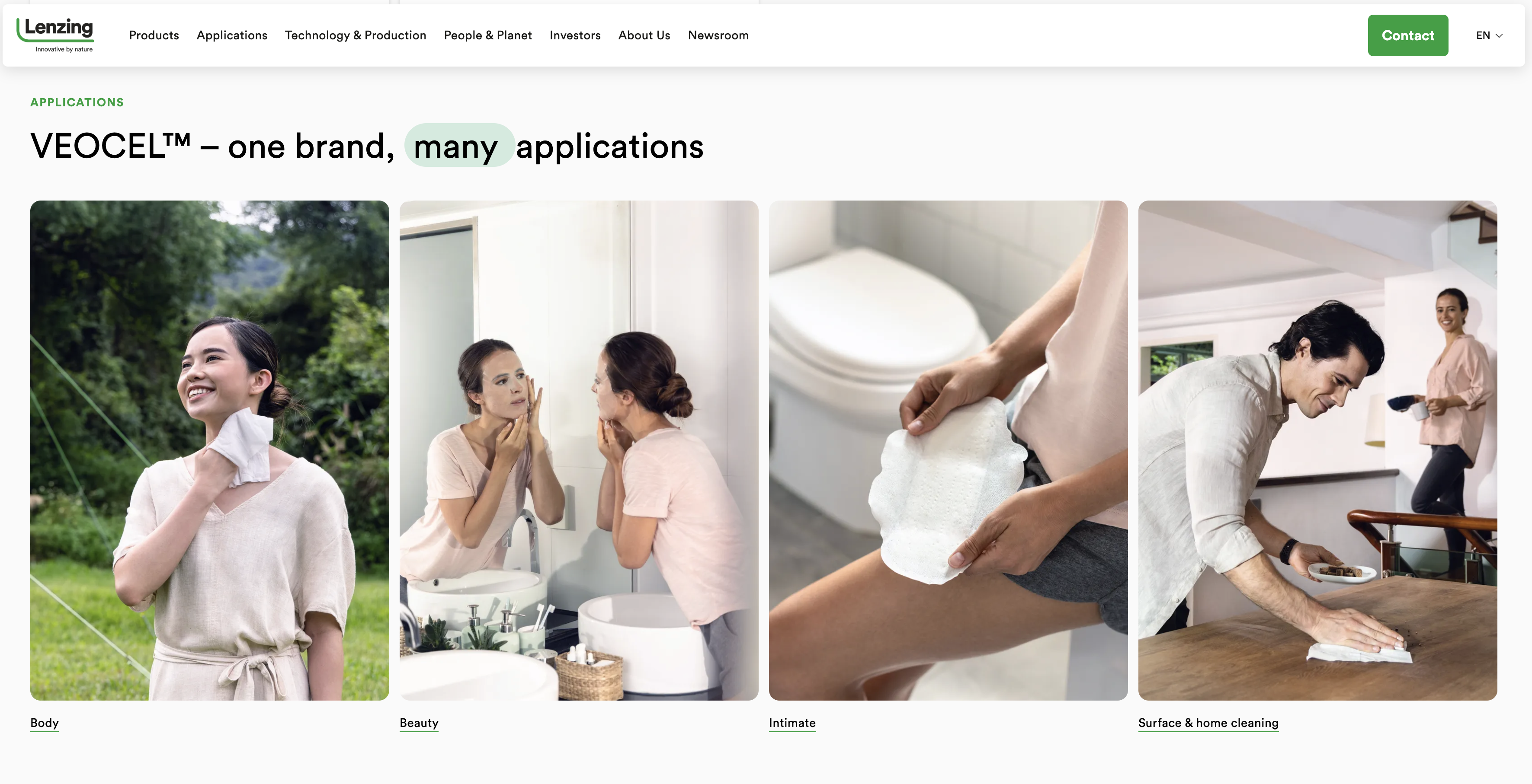 Lenzing Website about VEOCEL • Product Photography to introduce brand features