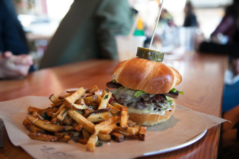 Pork Belly + Beef burger at Lardo
